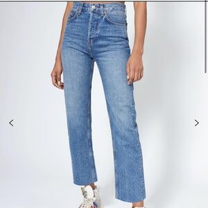 Redone high rise stovepipe jeans (worn once)